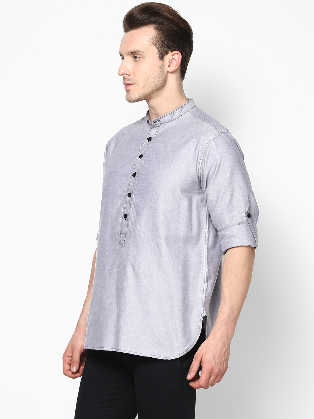 Men's Grey Cotton Shirt Kurta