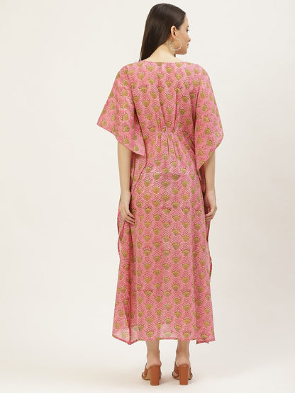 Women's Pink Printed Kaftan Dress (1pc)
