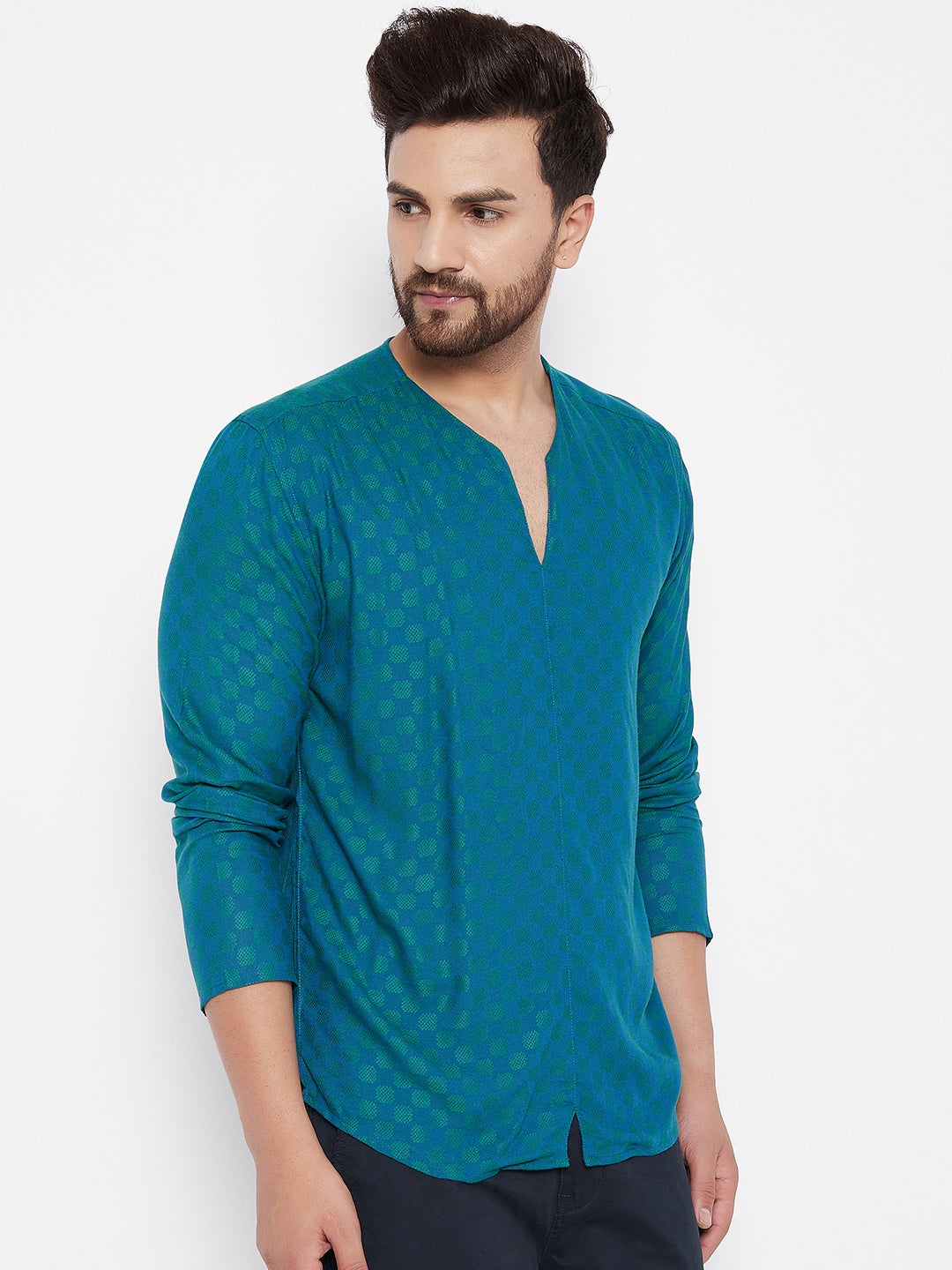 Men's Woven Design Straight  Kurta
