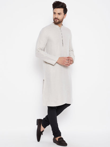 Men's Cotton Beige Straight  Kurta