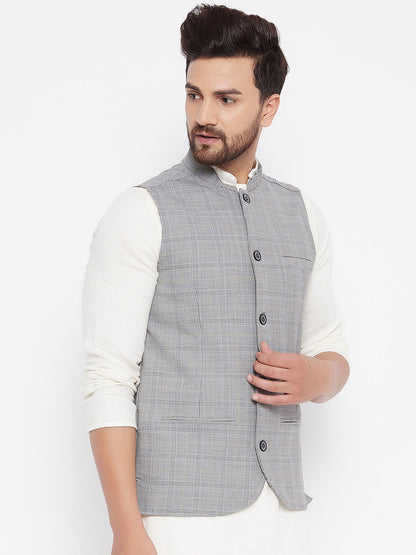 Men's Grey Woven Design Jacket