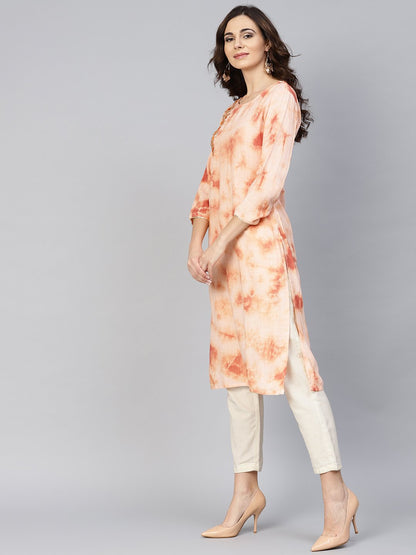 Women's Peach Straight Kurta