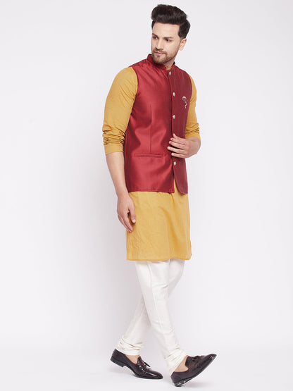 Men's Nehru Jacket With Embroided Insignia Of Lord Ganesh