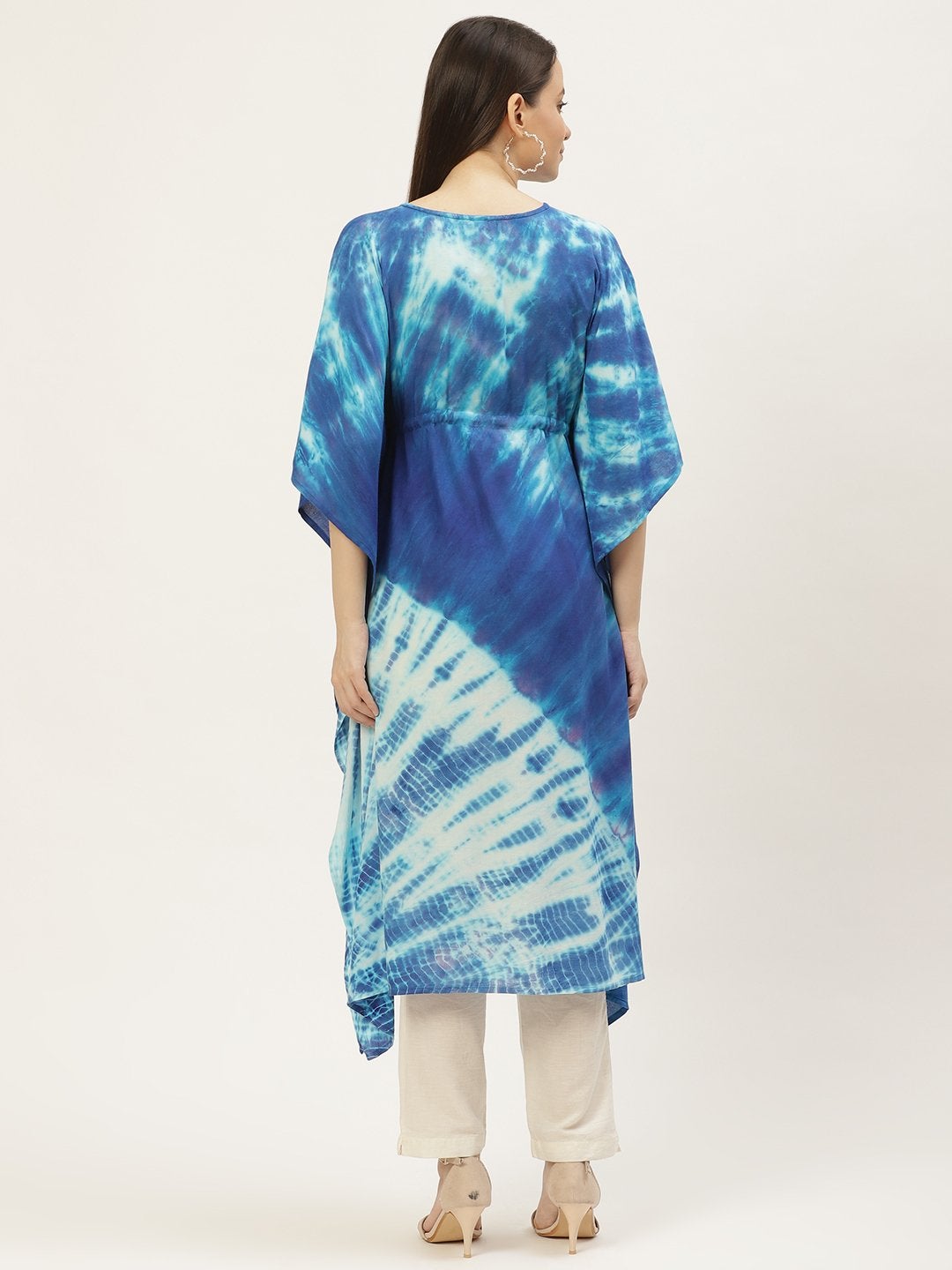 Women's Blue Dyed Extended Sleeves Kaftan Kurta (1pc)