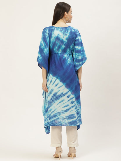 Women's Blue Dyed Extended Sleeves Kaftan Kurta (1pc)