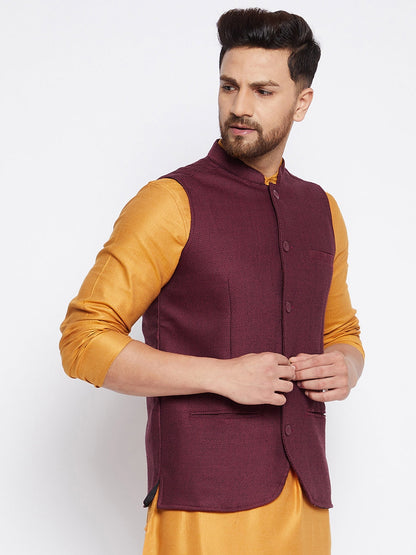 Men's Woven Design Nehru Jacket