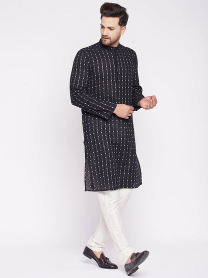 Men's Long Kurta with Band Colla