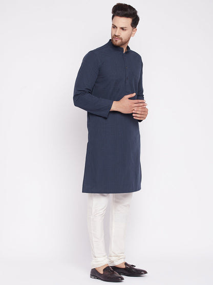 Men's Long Kurta with Band Colla