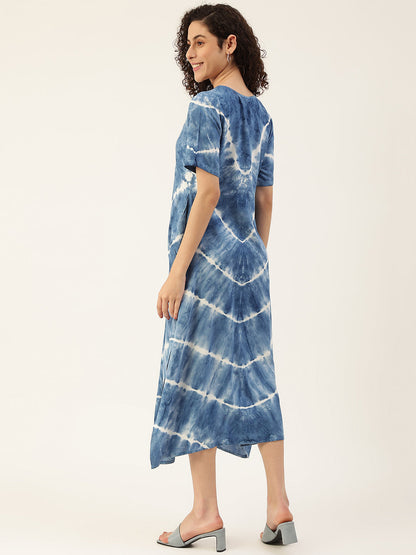 Women's Blue Lehriya Side Slit Dress