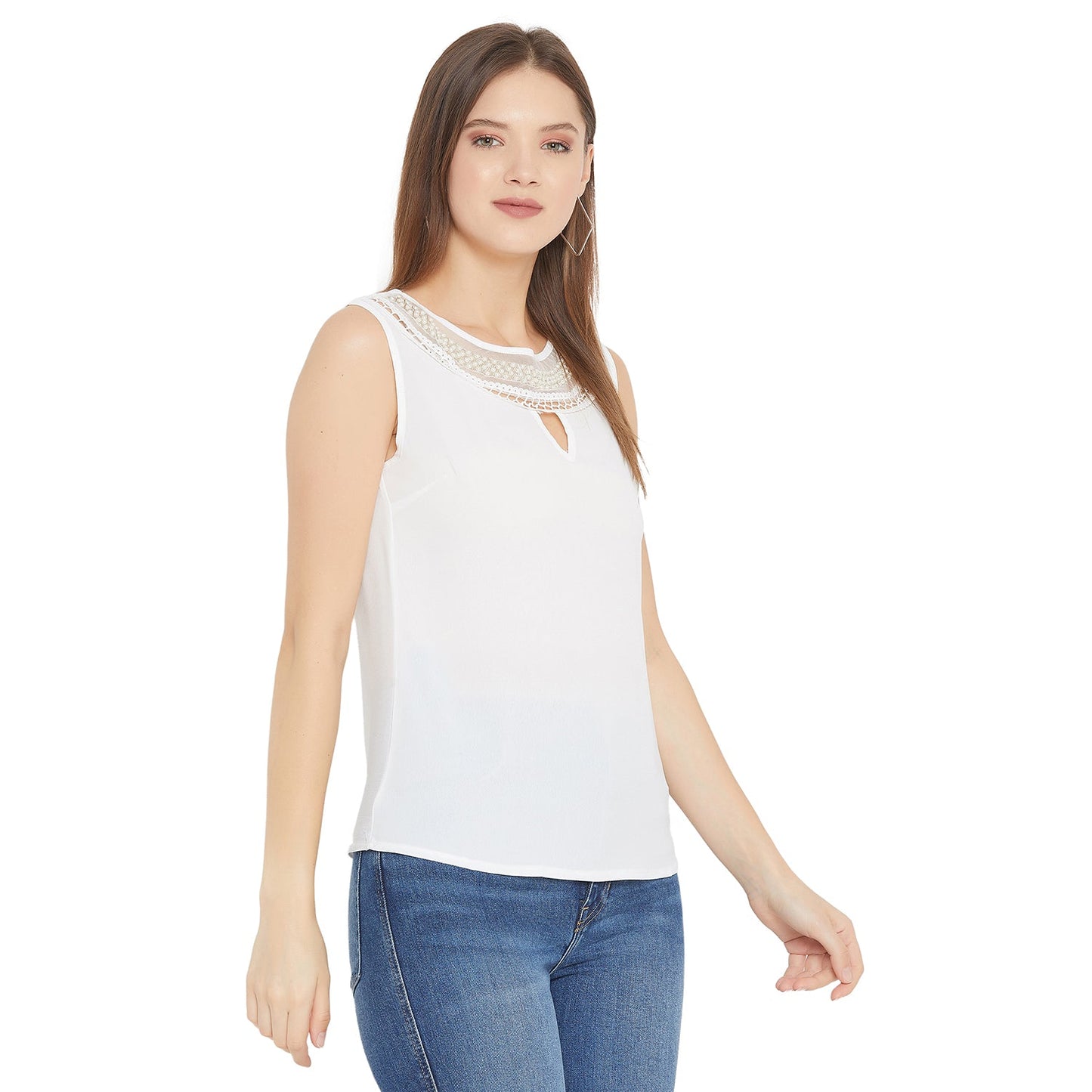 Women's Embellished Self Design Round Neck