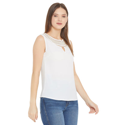Women's Embellished Self Design Round Neck