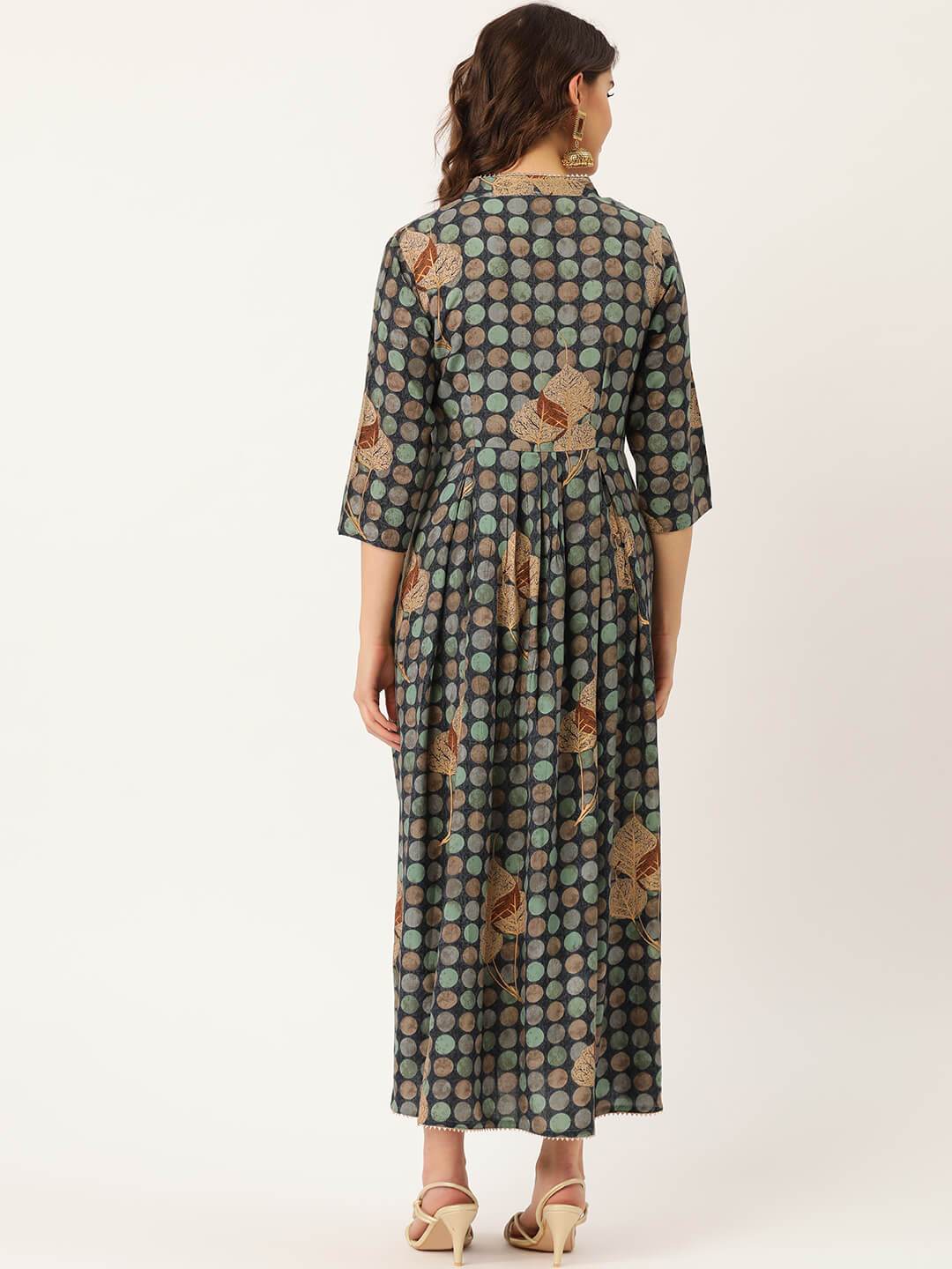 Women's Rayon Gold Printed, Hand work & Gota Work Anarkali Kurta