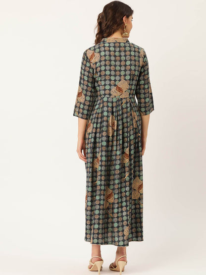 Women's Rayon Gold Printed, Hand work & Gota Work Anarkali Kurta