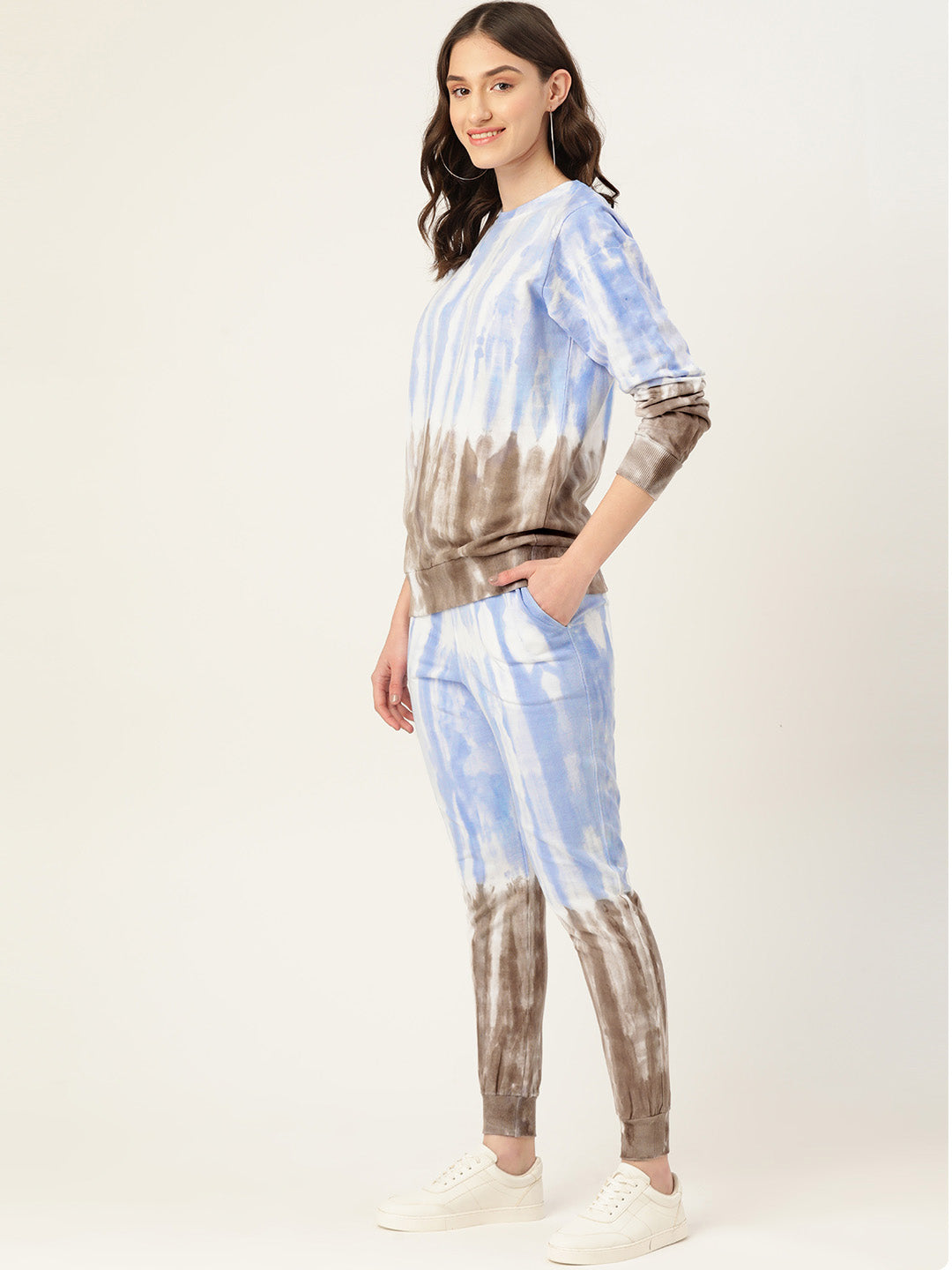 Women's Blue And Grey Tie Dye Sweatshirt With joggers