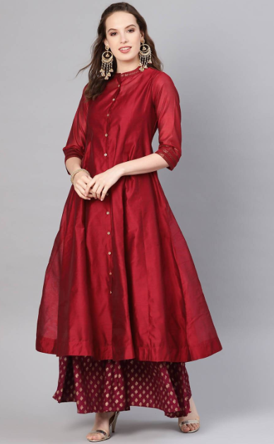 Women's Chanderi Embellished Jacket Style 2 Piece Kurta