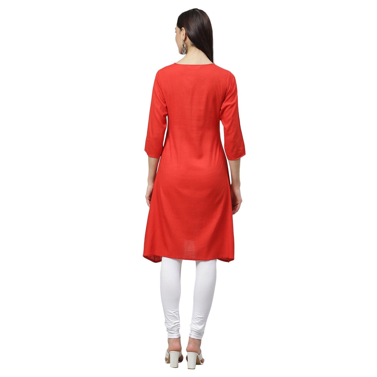 Women Red Cotton Kurti by Myshka (