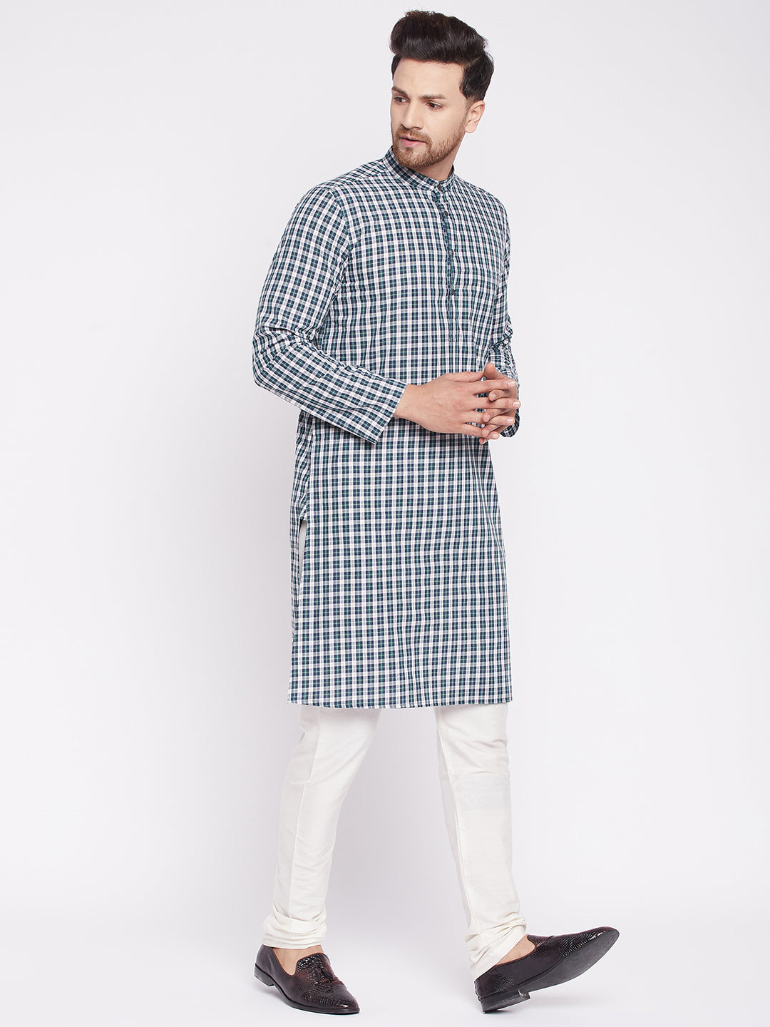 Men's Long Kurta with Band Colla