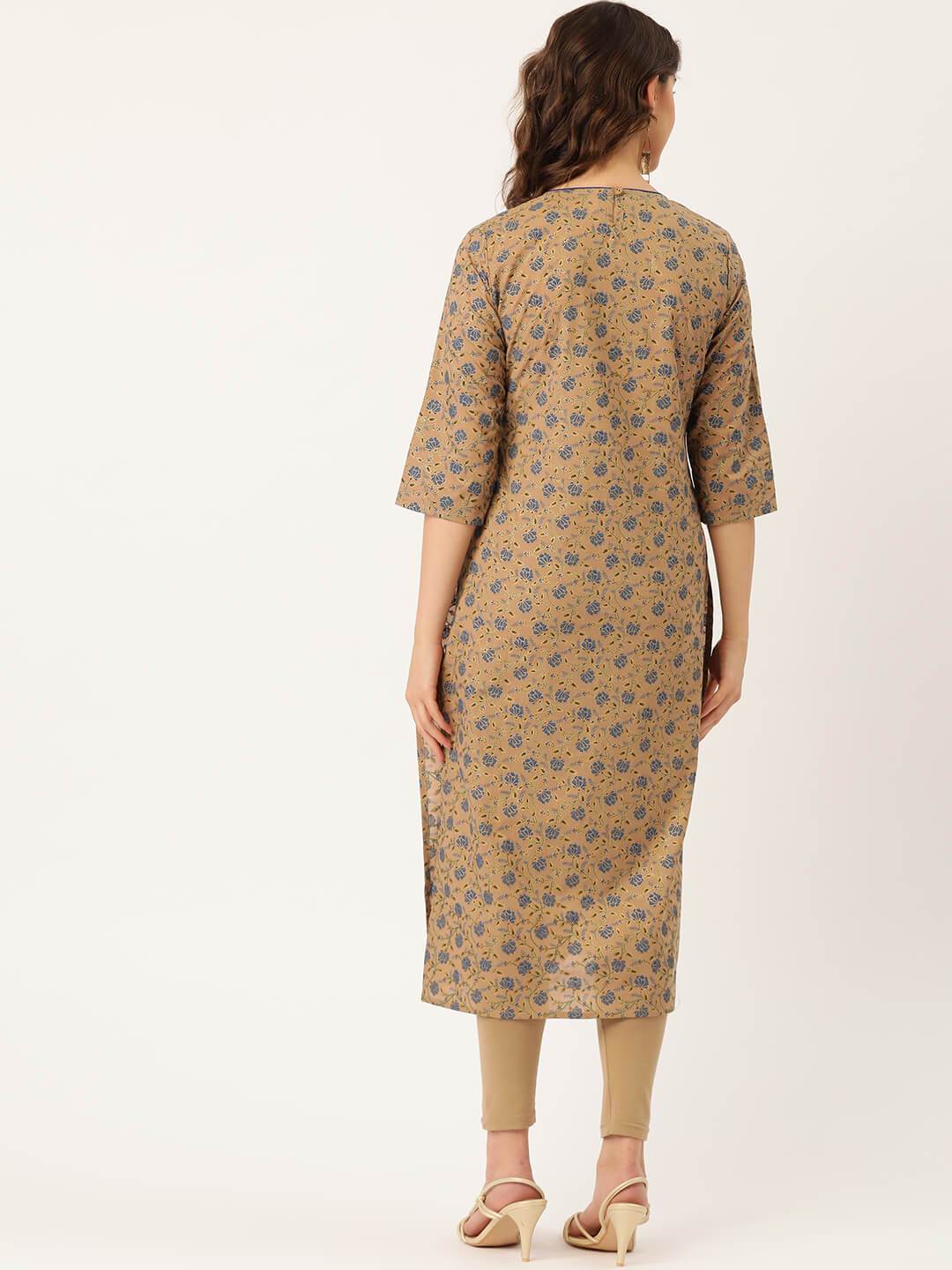 Women's Brown Color Rayon Striaght Kurta