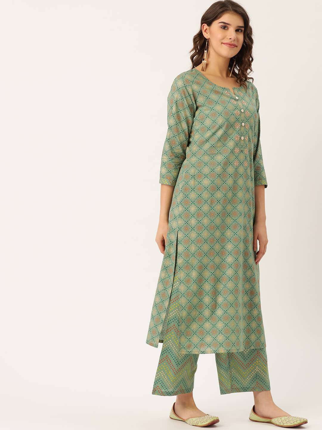 Women's Cotton Printed Embroidered Suit Set