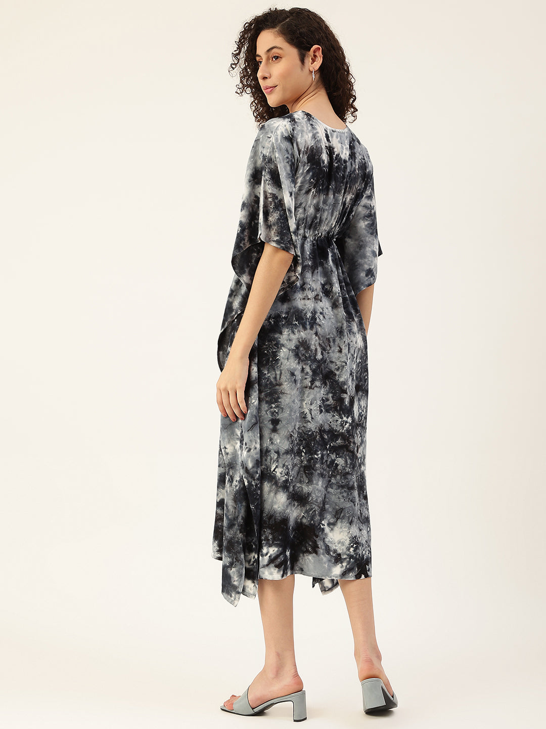 Women's Crumple Tie-dye Rayon Kaftan Dress