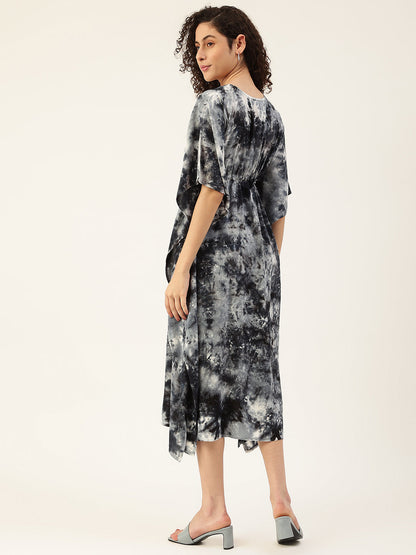 Women's Crumple Tie-dye Rayon Kaftan Dress