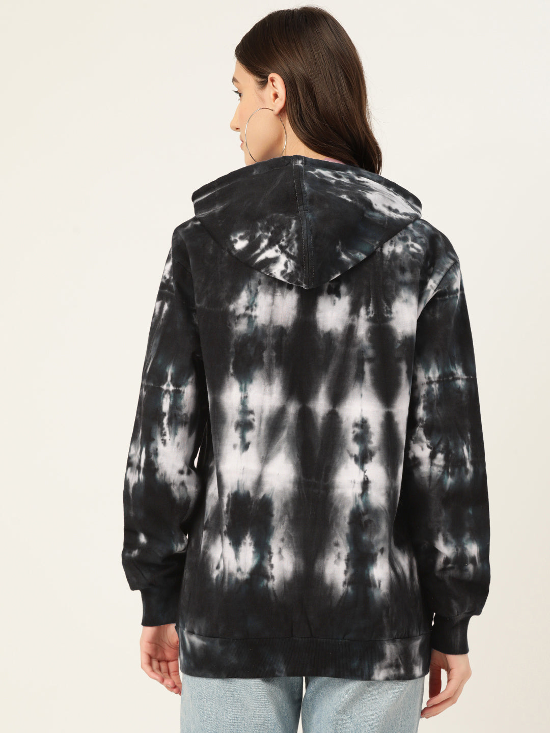 Women's Black and white Tie And Dye Hoodie