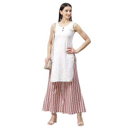 Women Pink Cotton Striped Trouser by Myshka (