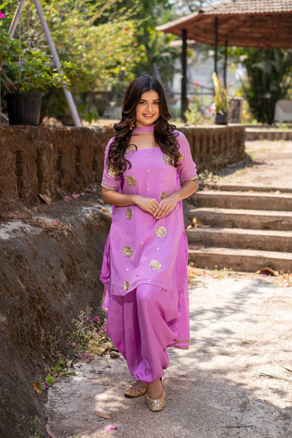 Women's Light Purple Patialla Set