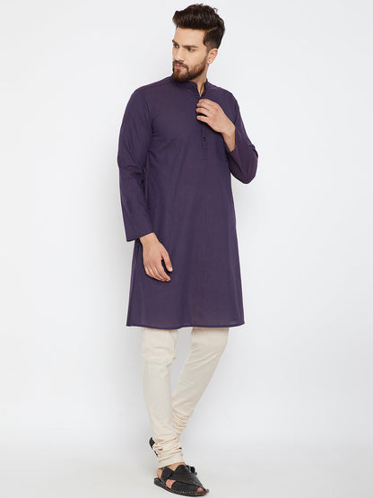 Men's Deep Purple Cotton Kurta
