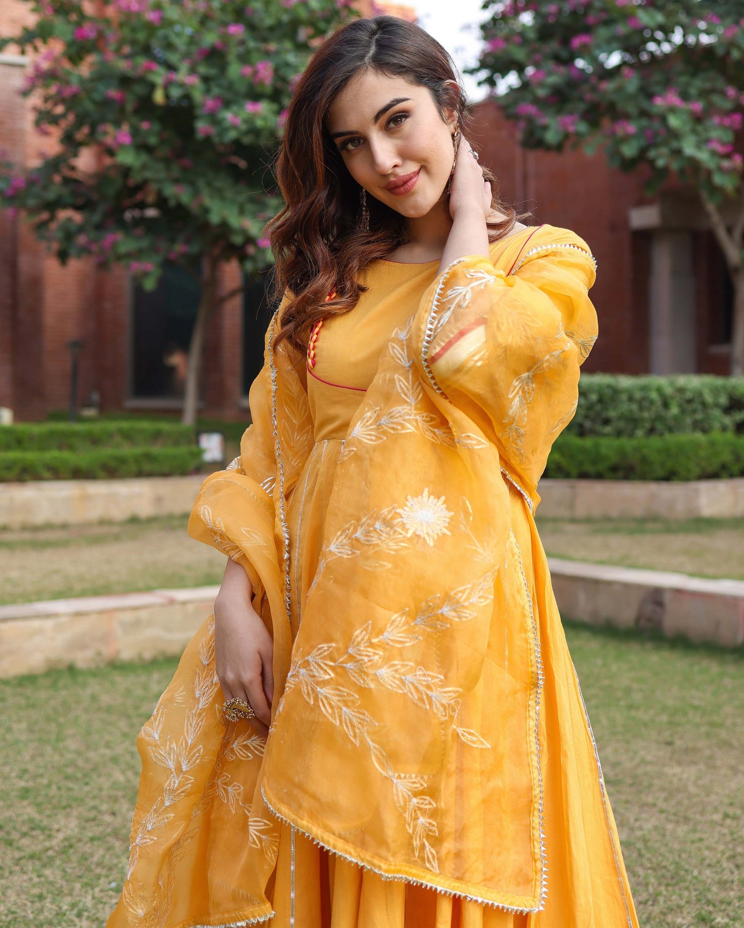 Women's Yellow Popcorn Gotapatti Suit Set