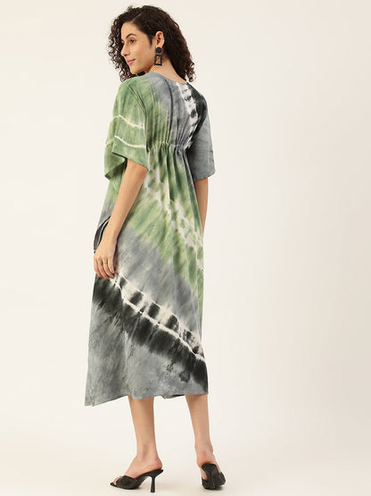 Women's Spiral Tri-Color Rayon kaftan Dress