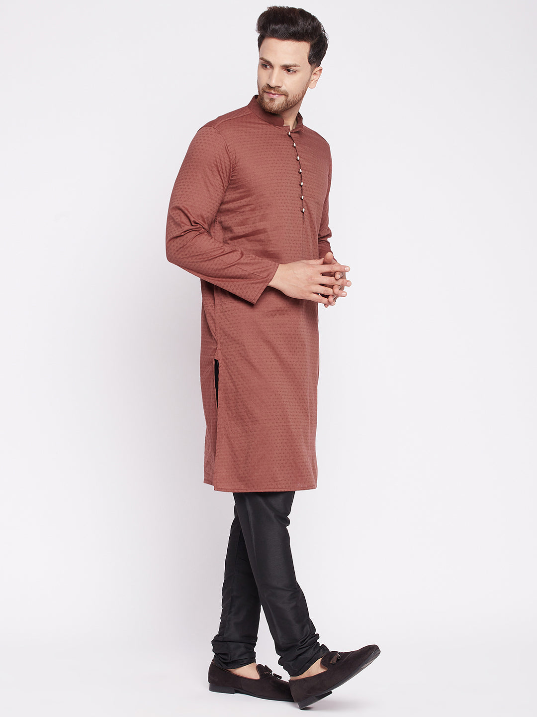 Men's Long Kurta with Band Colla
