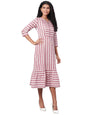 Women's Multi Printed 3/4 Sleeve Cotton Round Neck Casual Dress