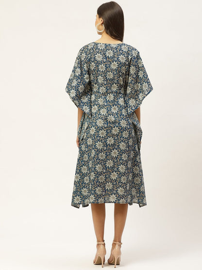 Women's Cotton Blue Kaftan Kurta