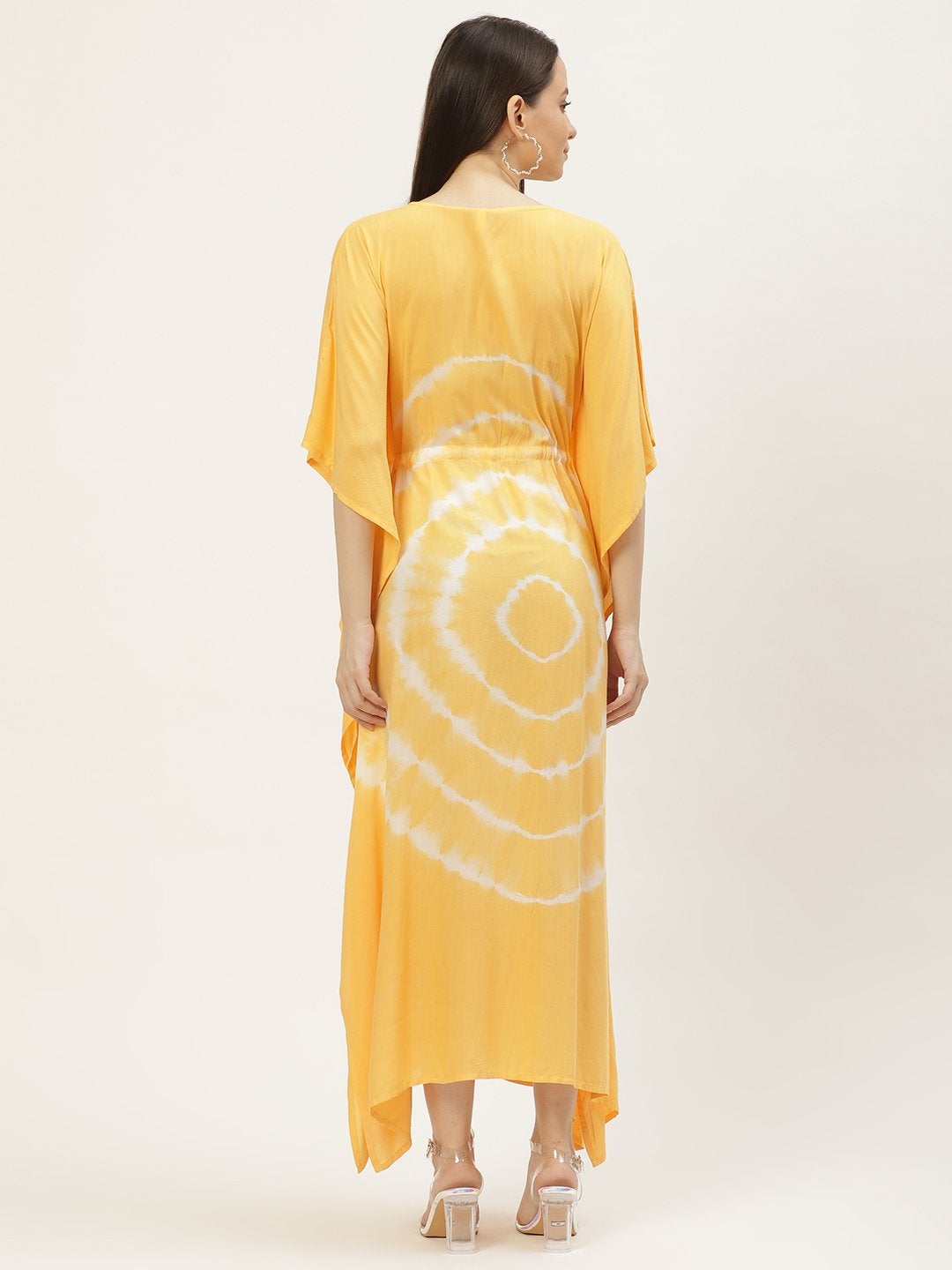 Women's Mustard Tie-Dye Kaftan Dress (1pc)