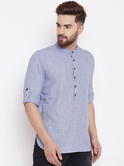 Men's Light Grey Cotton Shirt Kurta
