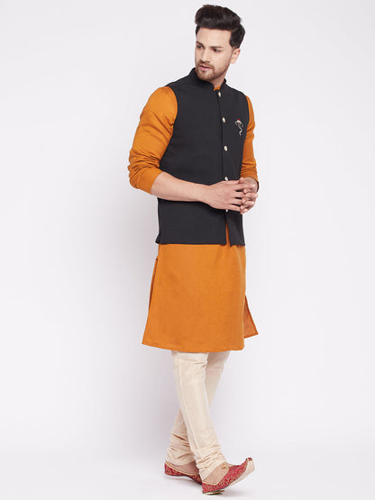Men's Nehru Jacket With Embroided Insignia Of Lord Ganesh