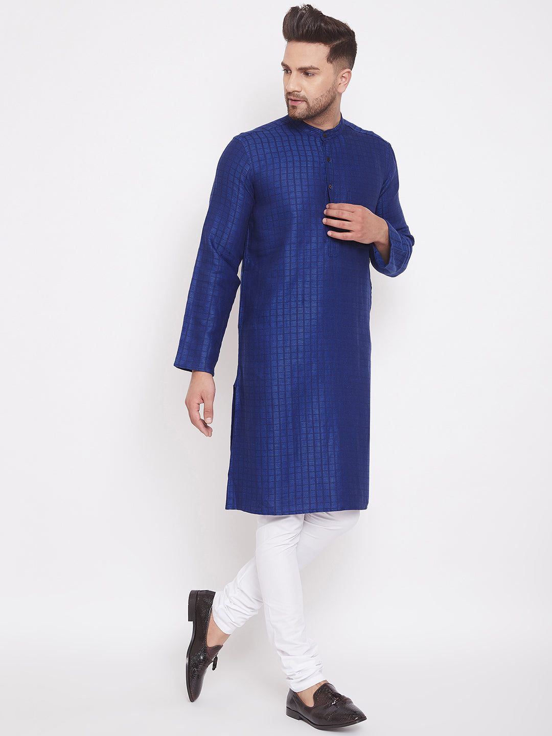 Men's Royal Blue Cotton Kurta