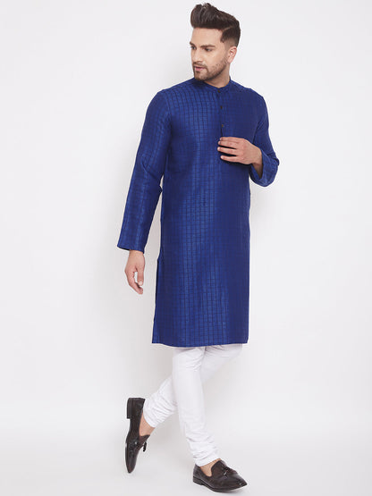 Men's Royal Blue Cotton Kurta