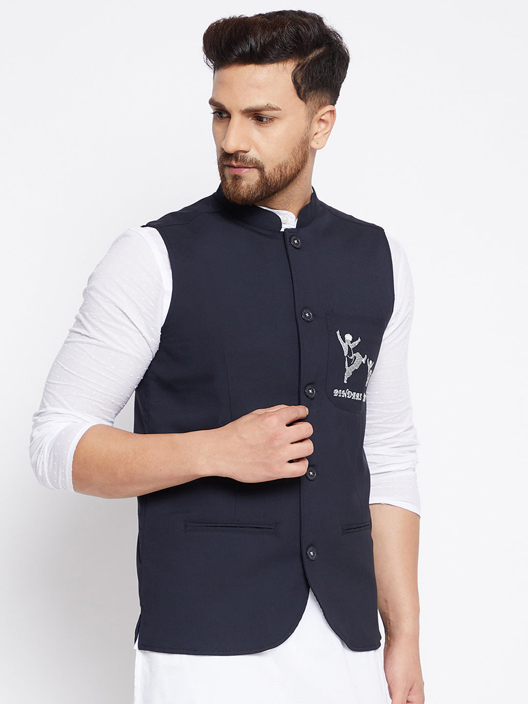 Men's Bindaas Jiyo Woven Design Nehru Jacket