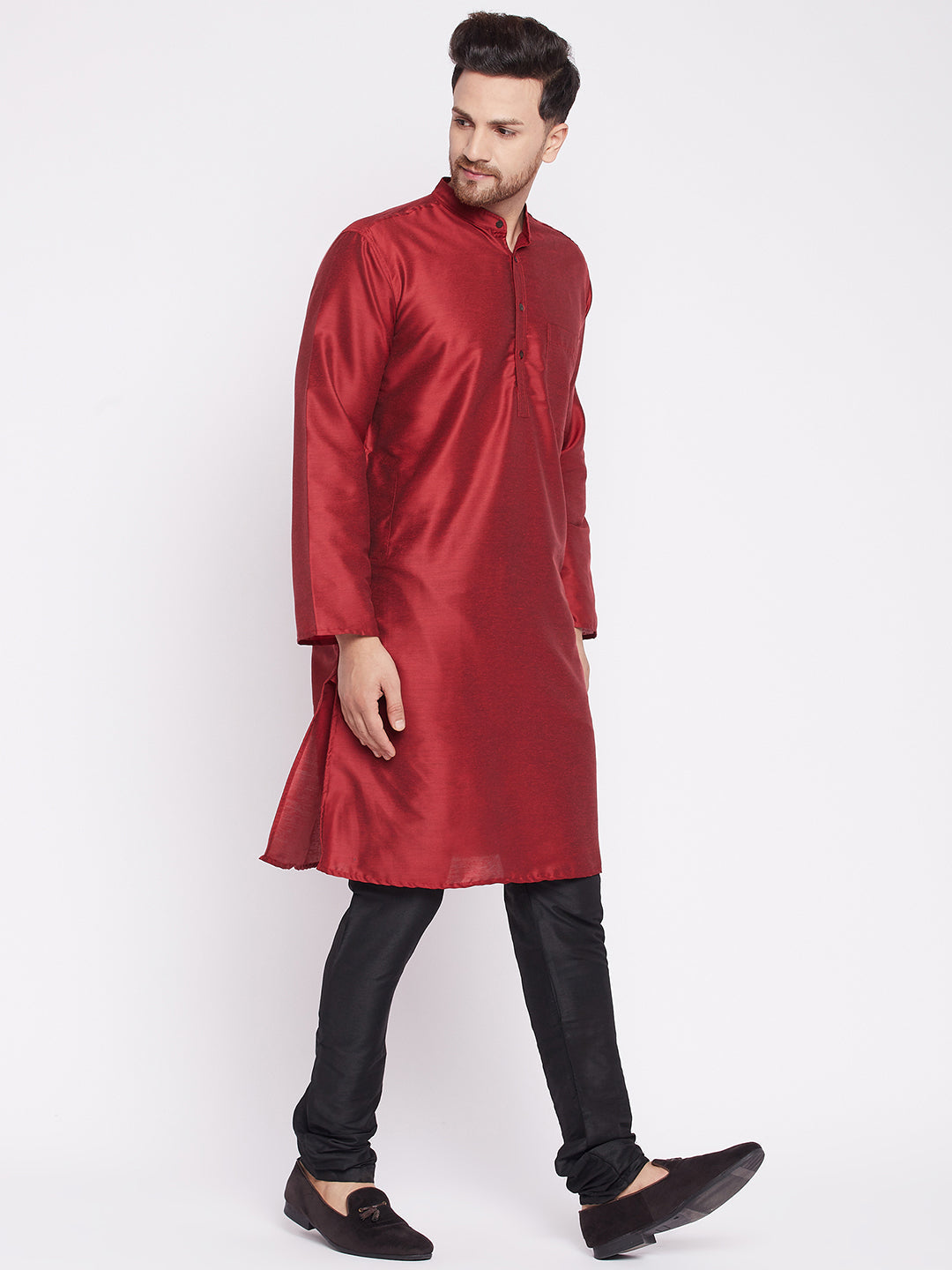 Men's Long Kurta with Band Colla