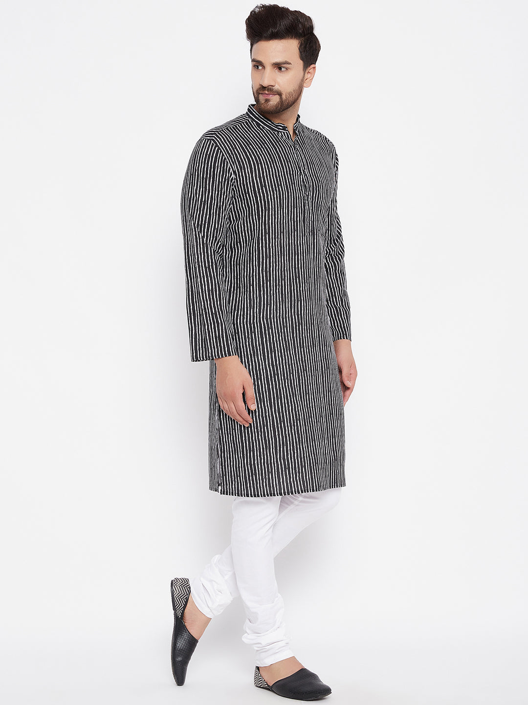 Men's Printed Striped Straight Kurta