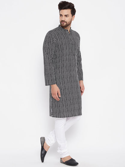 Men's Printed Striped Straight Kurta