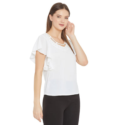 Women's Embellished Self Design Round Neck