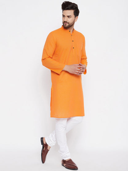 Men's Cotton Striped Orange Kurta2