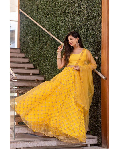 Women's Yellow Lehenga Choli (3pcs set)