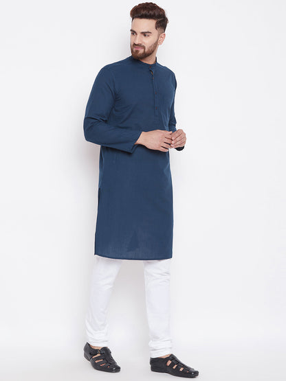 Men's Deep Blue Cotton Kurta