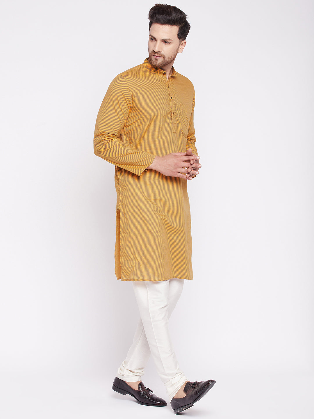 Men's Long Kurta with Band Colla