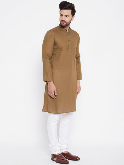 Men's Cotton Brown Straight Kurta
