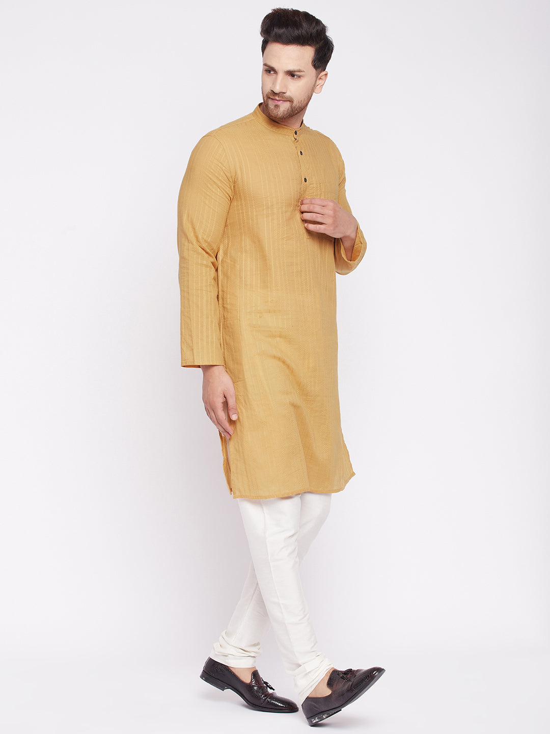 Men's Long Kurta with Band Colla
